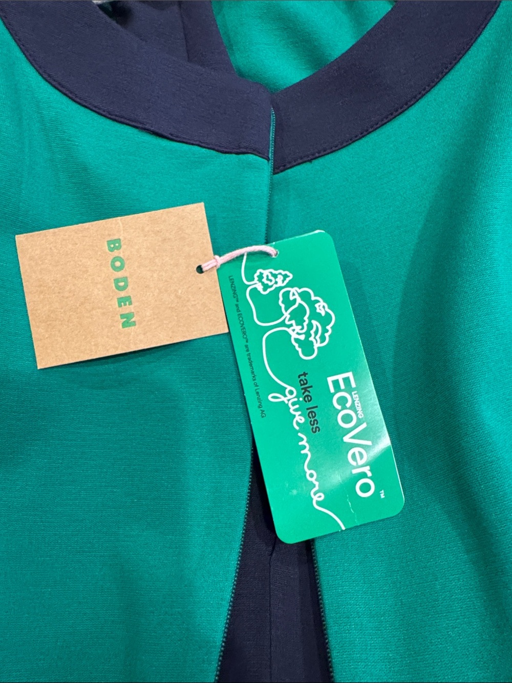 Boden Green Midi Dress with Navy Trim - Picture 5 of 5